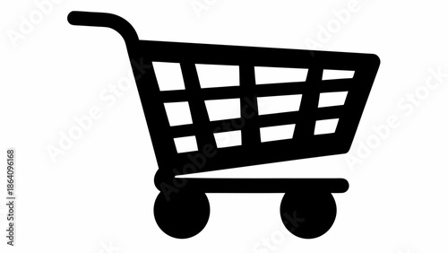 Simple black shopping cart icon on white background
