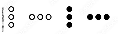 Four variations of minimalist three-dot symbols for user interface design