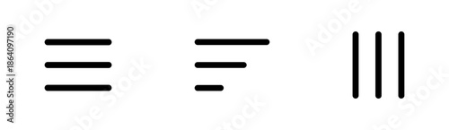 Different menu icons including hamburger and vertical bar designs for interface navigation