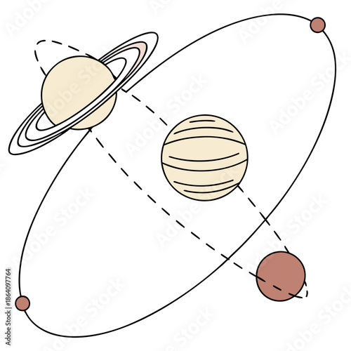 Orbital diagram of planets and moons in solar system