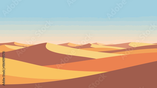 Golden Dunescape: Capturing the vastness and serenity of a desert landscape, the image presents rolling sand dunes under a serene sky.