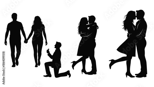 Couple silhouette moments in love story