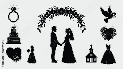 Beautiful wedding icons and elements for your design