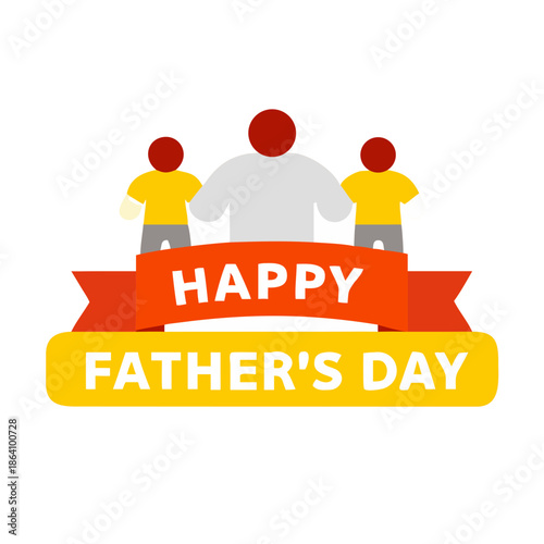 Happy Father's Day banner. Group of fathers and grandfather walking with children in the park. Modern flat vector illustration of dads holding kids, baby, and toddler. Parenting and male care concept.