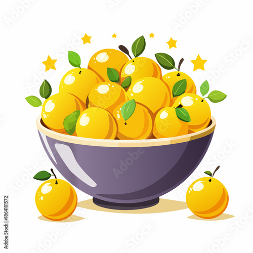 Bowl of Lemons with Stars and Leaves Nyepi Day.