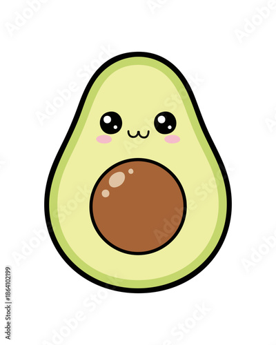 cute smiling avocado cartoon vector illustration