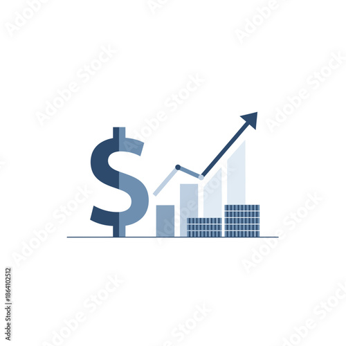 Financial Growth Arrow Icon – Profit Increase Business Analytics Vector Illustration