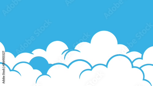 Fluffy White Clouds on a Bright Blue Sky, Cheerful and Open Weather Background