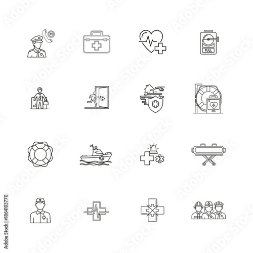 Emergency Services Icons Set for Police, Fire, Medical, and Rescue