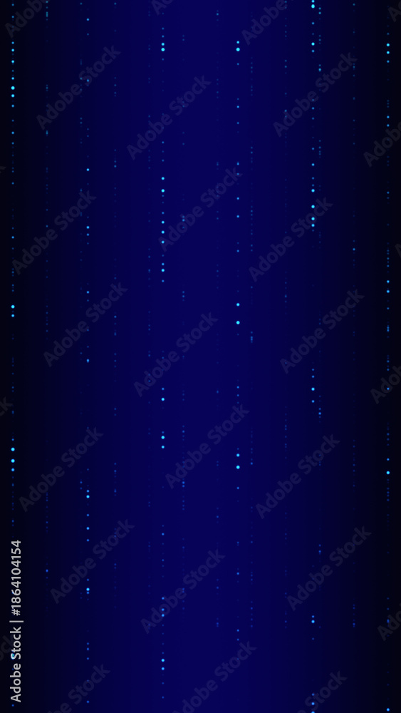 Obraz premium abstract blue background with string dots and shiny particles falling , futuristic ai technology and science vertical social media background