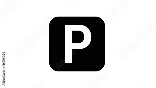 Parking sign icon, letter P parking lot symbol, traffic information vector illustration.
