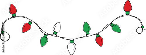 Christmas string lights illustration featuring festive holiday bulbs, decorative garland, and seasonal celebration designChristmas string lights illustration 