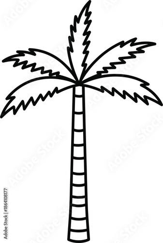 Palm tree outline vector illustration featuring tropical nature symbol for summer, beach, island, and travel design use