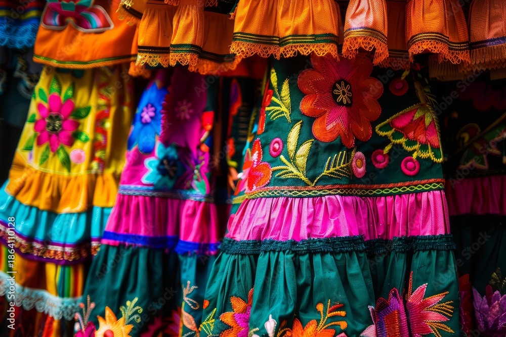 custom made wallpaper toronto digitalVibrant, embroidered mexican dresses showcasing traditional craftsmanship and cultural heritage