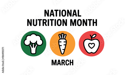 National Nutrition Month Apples Heart Shapes Green Text red apples