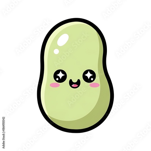 Cute cartoon avocado character smiling.