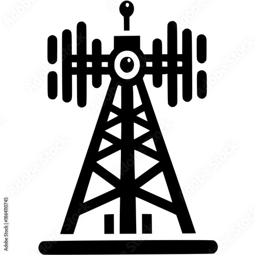 Oil pump jack icon illustration showing an energy tower working at night in a simple vector design