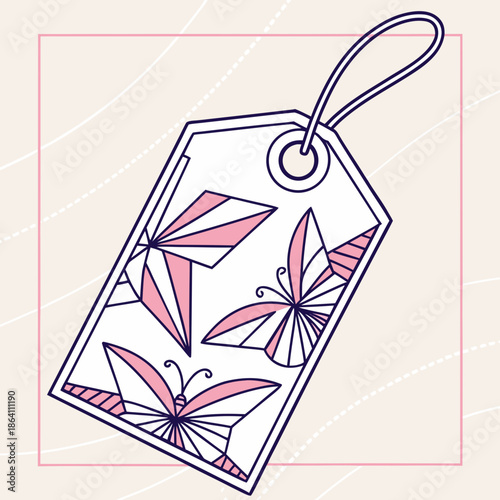 Folded Paper Style Hanging Tag Icon for Boutique Branding and Seasonal Clearance Sales