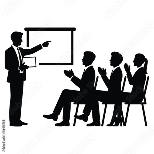 Business Presentation Silhouette Illustration of Corporate Training and Meeting