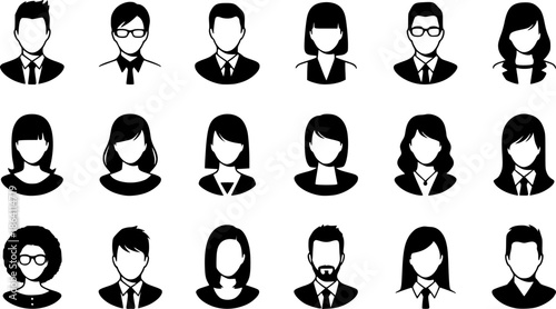 Set of vector avatar profile icon in silhouettes.
