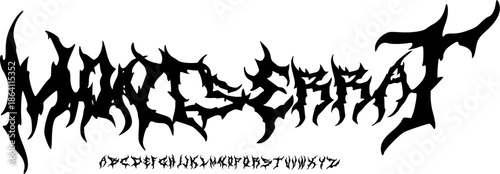 Montserrat Chaotic Death Metal Font – Sharp Thorned Alphabet Typeface with Extreme Dark Meaning for Designers