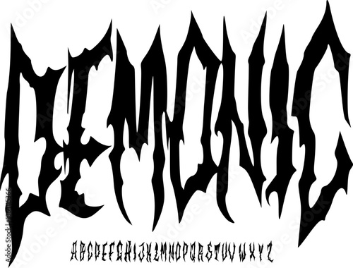 Demonic Font – Extreme Black Metal Alphabet Typeface Sharp Vertical Display Font for Death Metal Band Logos, Album Covers, Underground Posters & Dark Typography Design