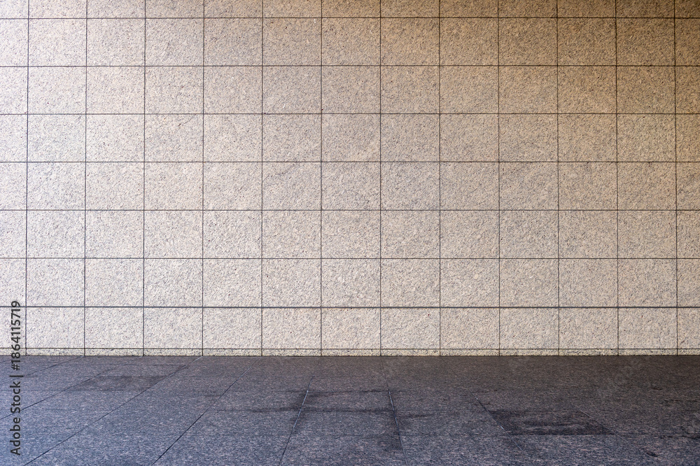 Fototapeta premium street wall background ,Industrial background, empty grunge urban street with warehouse brick wall