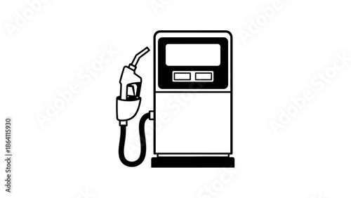 Gas station pump icon, fuel dispenser line vector illustration.