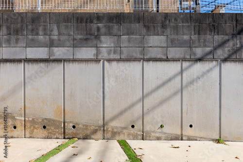 street wall background ,Industrial background, empty grunge urban street with warehouse brick wall