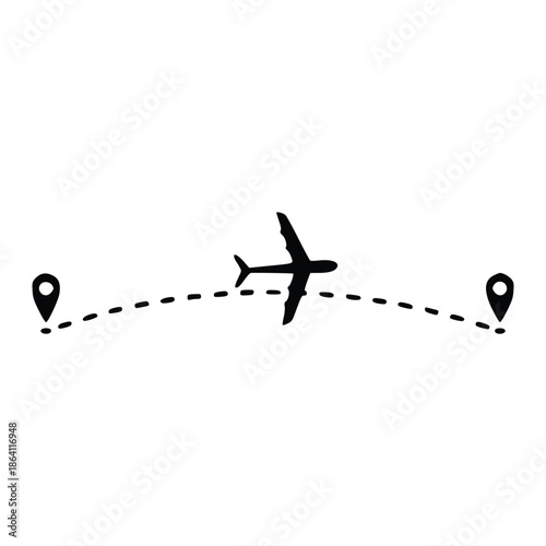 Airplane flight route illustration