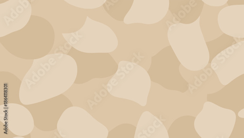 Beige light brown abstract pattern, organic irregular shapes, soft camouflage texture, modern neutral design background, flat vector illustration