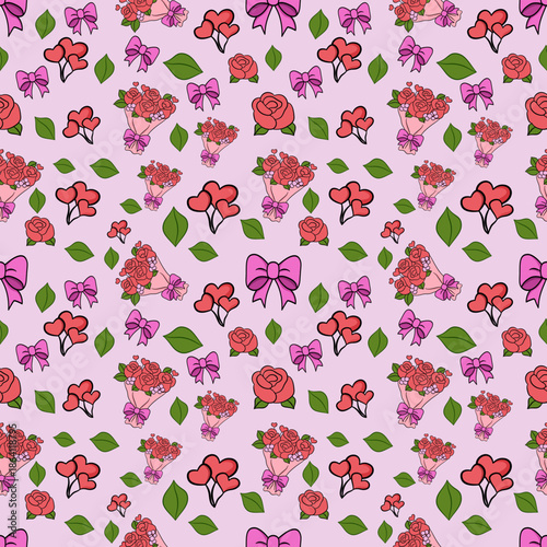 Rose and Valentine's Day element patterns for background design and fabric design.