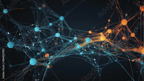 Neural Network Inspired Abstract Vector Art, Futuristic AI Digital Illustration, Modern Technology Design