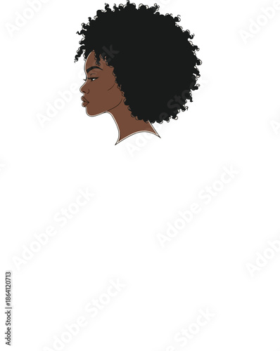 A striking illustration of a woman s profile with a large natural afro hairstyle