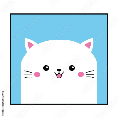 Cute cartoon cat illustration with pink cheeks