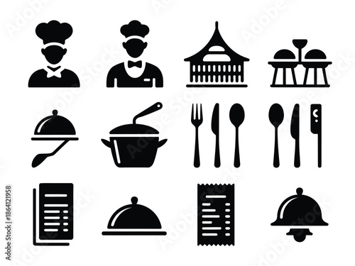 Restaurant icons collection isolated on white background, Vector, illustration