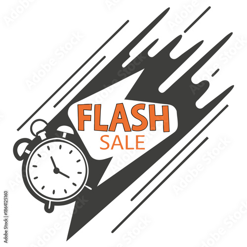 Rapid Discount Flash Sale Symbol Featuring Energetic Speed Lines for Urgent Marketing and Retail Campaigns