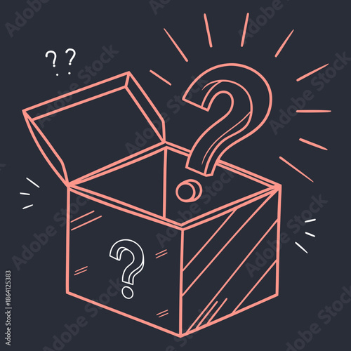 Mystery Box Icon with Glowing Outline for Loot Boxes Surprise Gifts and E-commerce Gamification Marketing