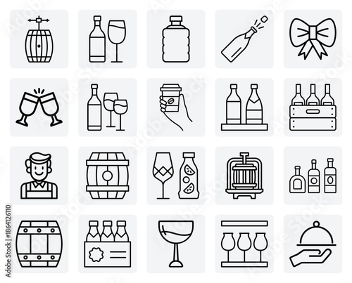 The Wine Production Cycle – Grape Pressing, Fermentation, And Bottling Before Storage On A Wine Rack.