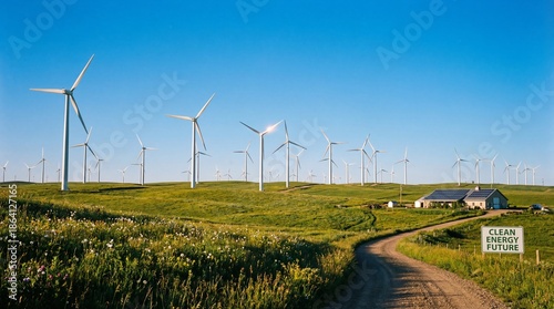 Panoramic shot of a wind fa...