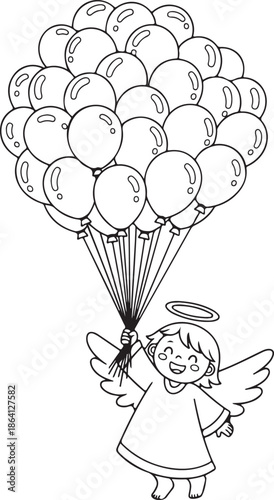 Colorful vector illustration of a little girl and boy with balloons celebrating a fun birthday party with flying gifts and art design for kids