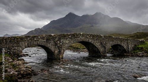 An antique stone bridge gra...