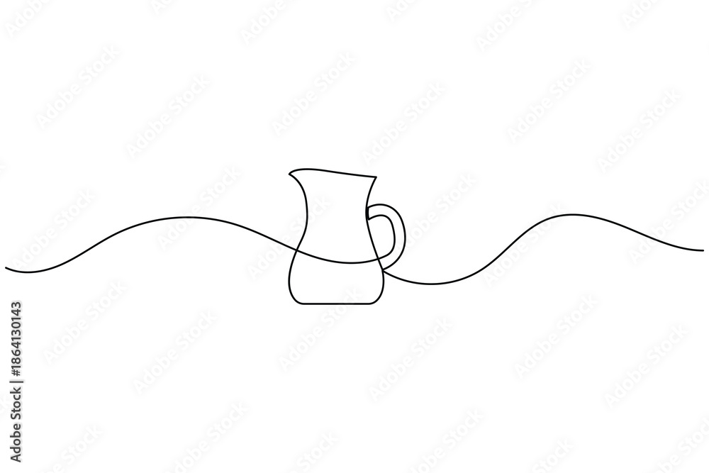 Obraz premium Continuous line art drawing of a beverage pitcher or jug