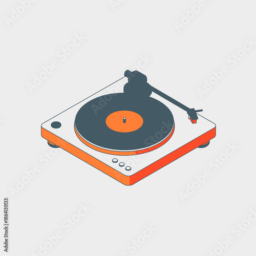 A visually appealing illustration of a modern turntable that blends contemporary design with retro aesthetics, representing music culture and the art of vinyl.