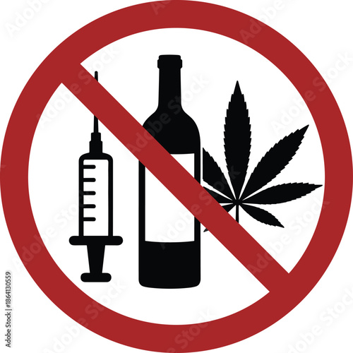 No alcohol drugs or syringe symbol 