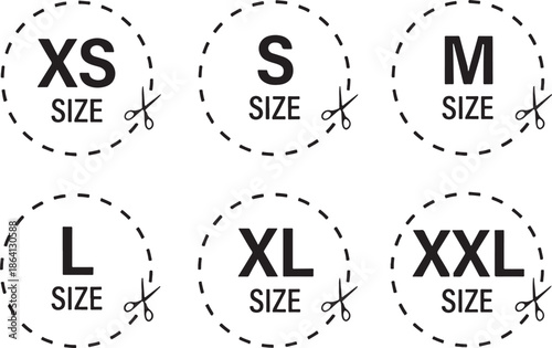 Clothing Size Label Tag Cut Icon Vector Set