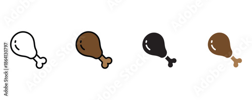 Chicken drumstick icon set vector on white background. cooking, cuisine, meal, dinner, lunch, snack symbol. vector illustration.
