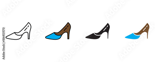 High heel shoe icon set vector on white background. fashion, style, women's shoes, footwear symbol. vector illustration.