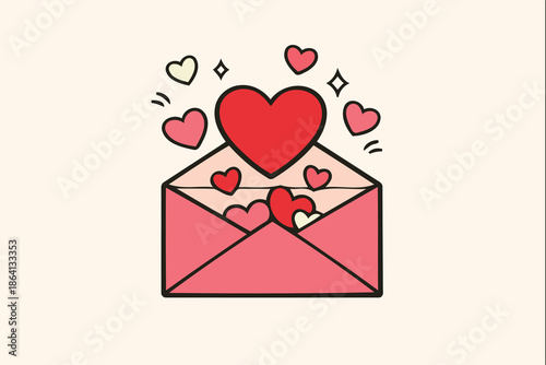 love letter with hearts spilling out