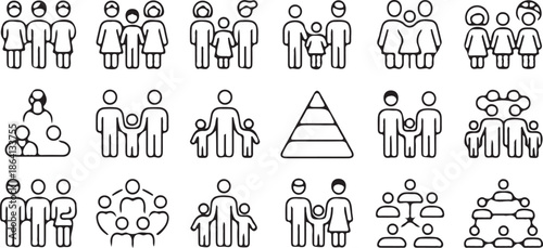A simple line icon showing a group of figures observing a magnifying glass over a small target represents focused analysis and detailed process inspection within an organization.